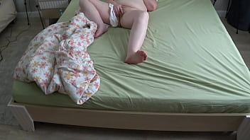 Plump wife gets caught on home camera fingering herself to a creamy climax in her white panties before bed.