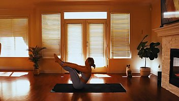 Get on the mat and stretch with this experienced, flexible MILF
