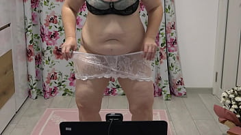 Plump PAWG in various panties jiggles close to the webcam, curvy milf flaunts her body in home fetish display