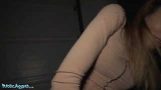Saucy French minx Alba Lala flashes her perky little tits for the public agent on the street