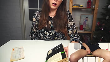 A hot co-ed rides a vibrator while reading, desperate to finish her book before she climaxes.