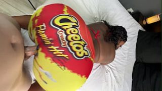 White Dude Pounds a Big-Booty Black Babe Through a Hole in Her Skintight Yoga Pants