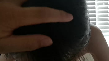 Hot Asian babe with perfect tits giving deep throat action