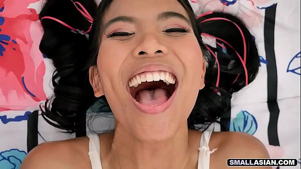 Tight Asian teen gets pounded by a big white cock