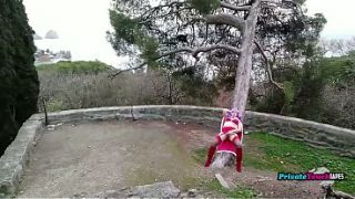 Plump Russian cosplayer gets railed outside and creams hard