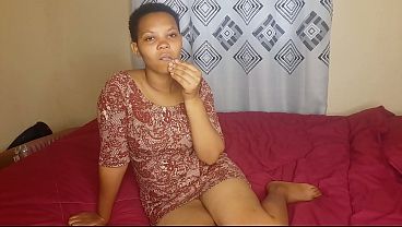 Mother pleasures herself in her room, her large, dark pussy exposed.