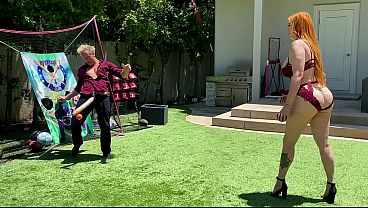 Voluptuous Ginger MILF Teases Her Stepson’s Massive Pale Shaft in a Raunchy Game of Cock Ball