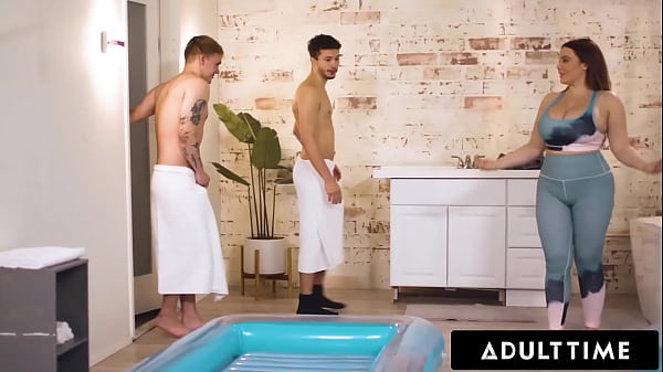 Naughty Nuru Night: Busty Masseuse Natasha Nice Teaches Two Inexperienced Studs a Steamy Threesome Lesson