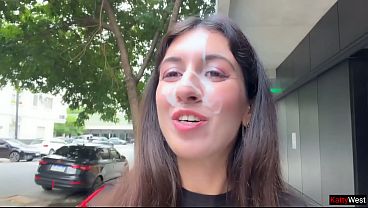Drenched In Cum And Strutting The Streets: Begging For A Public Facial