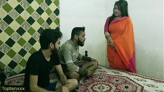 Malkin Aunty’s Wild Ride: Two Young Studs Give Her A Dirty Threesome With Clear Hindi Moans