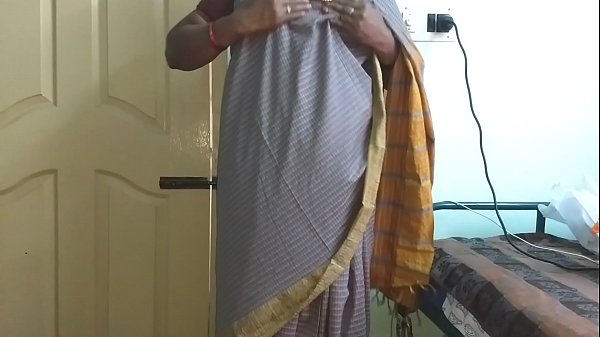 Sensuous Vanitha In A Grey Saree: A Desi Temptress Reveals Her Shaved Secrets