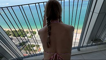 Fuck Me Hard On The Balcony While My Slutty Step-sister Ignores The Dirty House, Craving Public Sex Instead—neighbors Caught Us Watching, And I’m Dripping Wet For More.