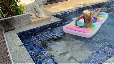 Outdoor Pool Session With A Stunning Blonde Goddess Getting Wild And Wet