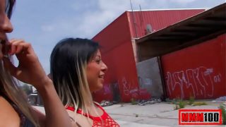 Two Hot Spanish Sluts Sucking And Getting Fucked In Public, Insane Threesome Action