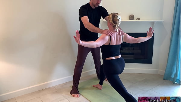 Stepson Gives Stepmom A Deep Stretch During Yoga, Opening Her Tight Pussy
